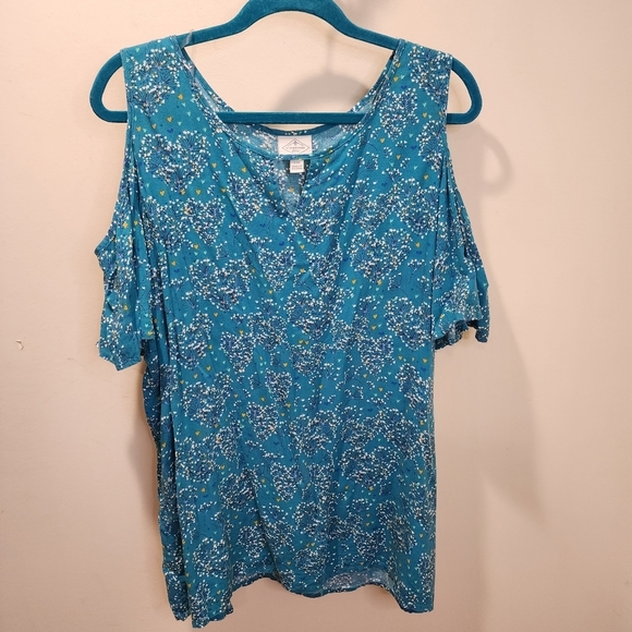 ST. JOHN'S BAY floral Cold shoulder Blouse size XXL - Picture 5 of 11